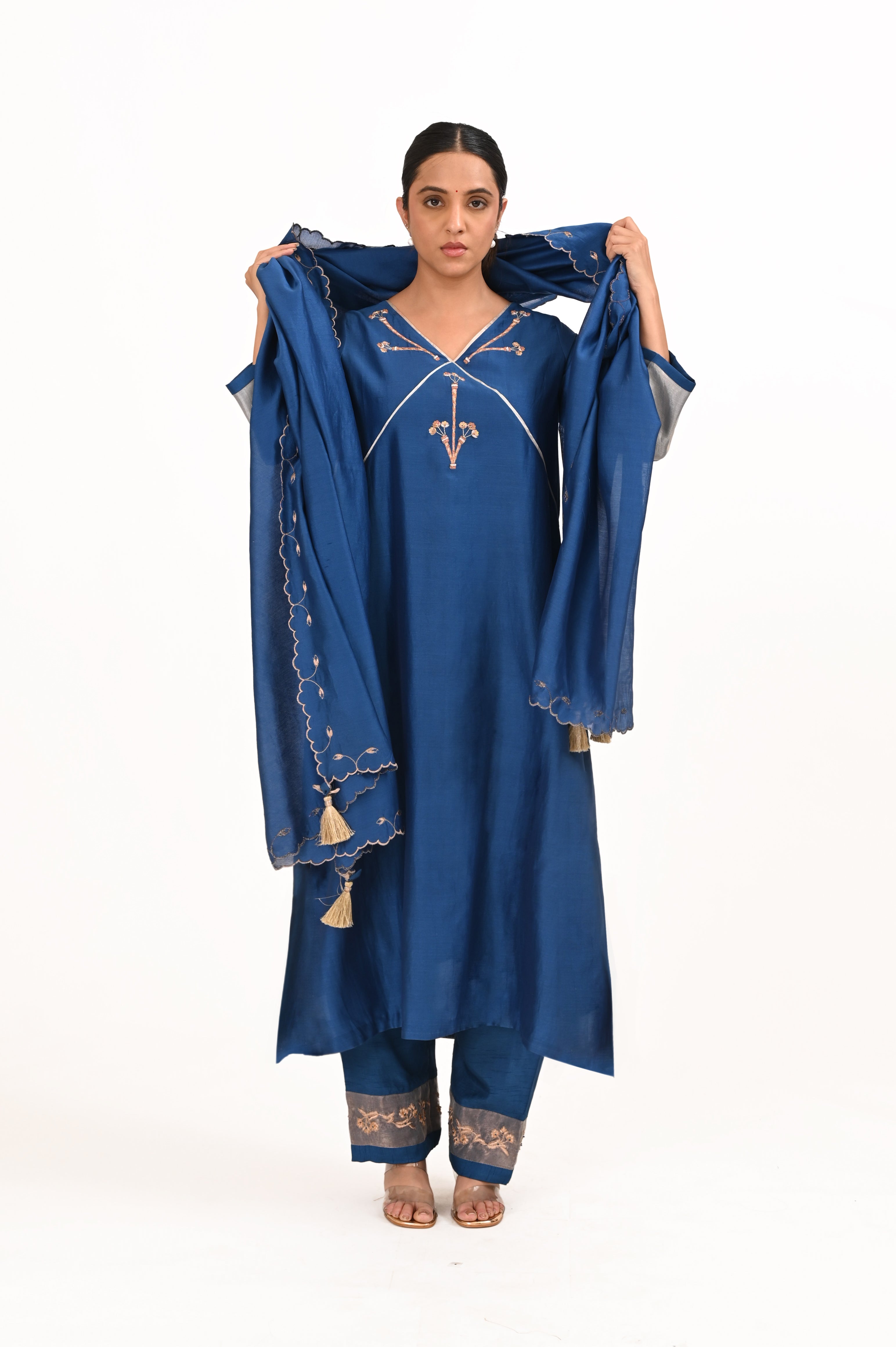 LILA - Royal Blue - V neckline Kurta Set