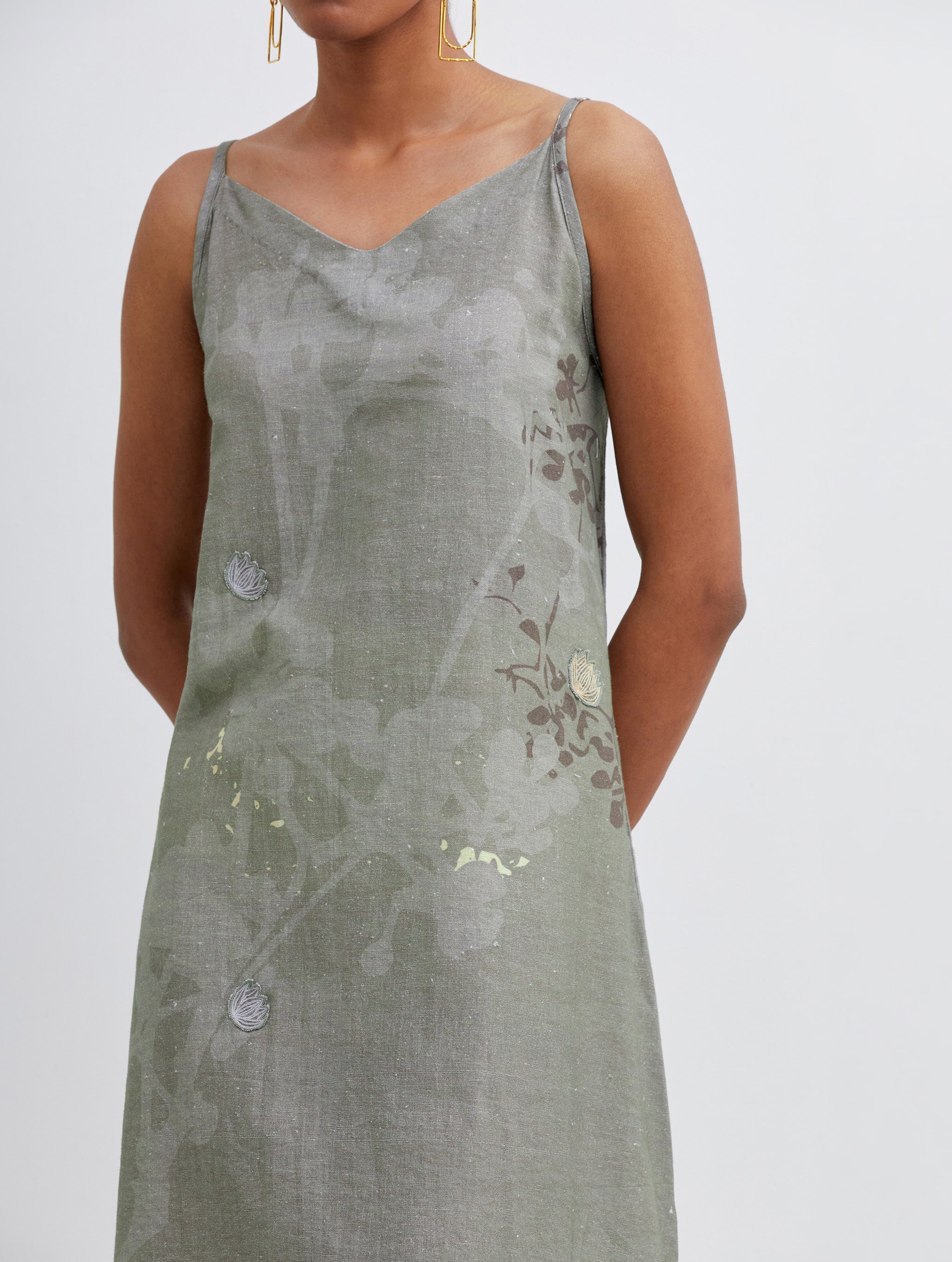 Foliage Olive Camisole Dress