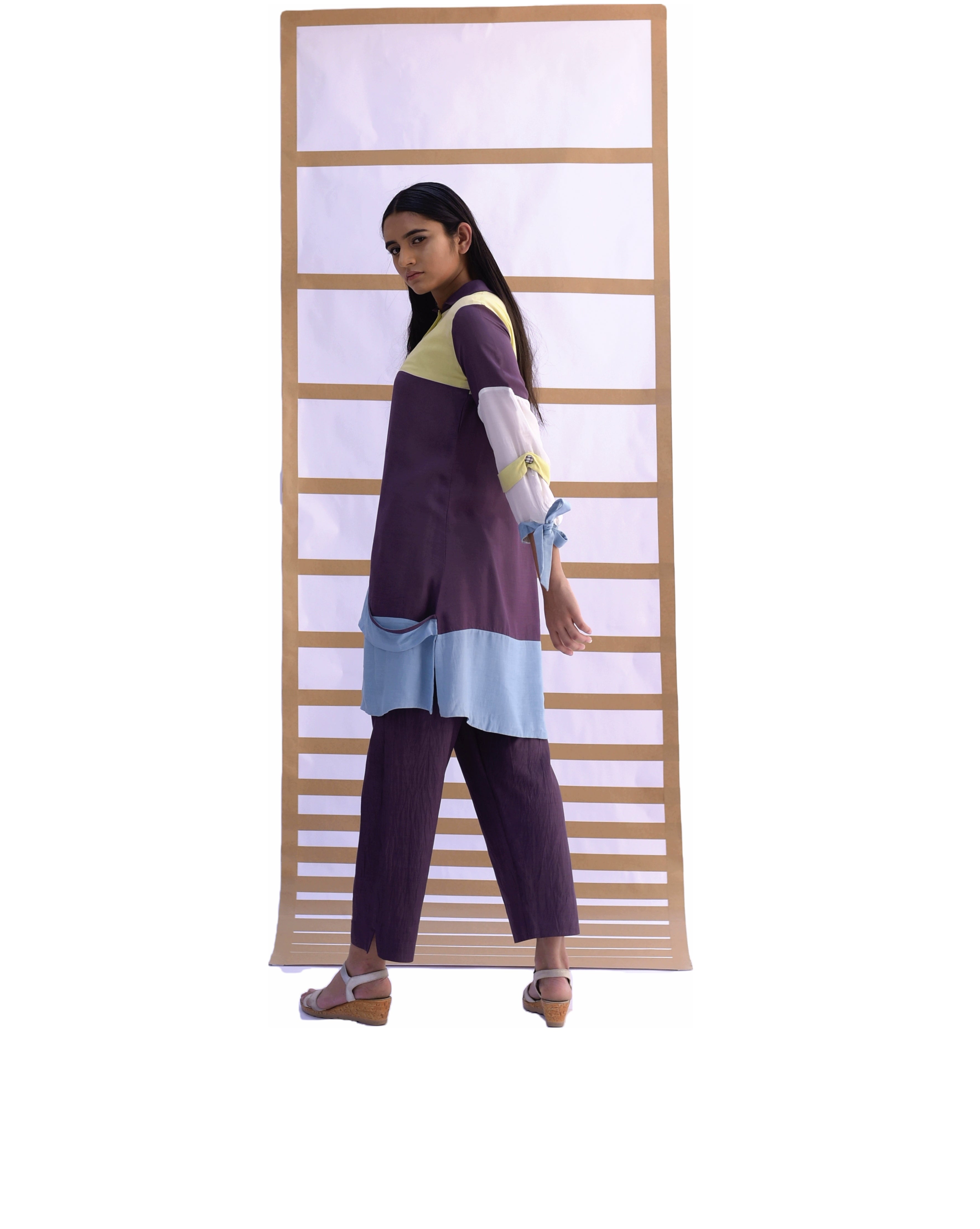 Layered Tunic & Pants - Pistachio Green & Sky Blue Co-ord set